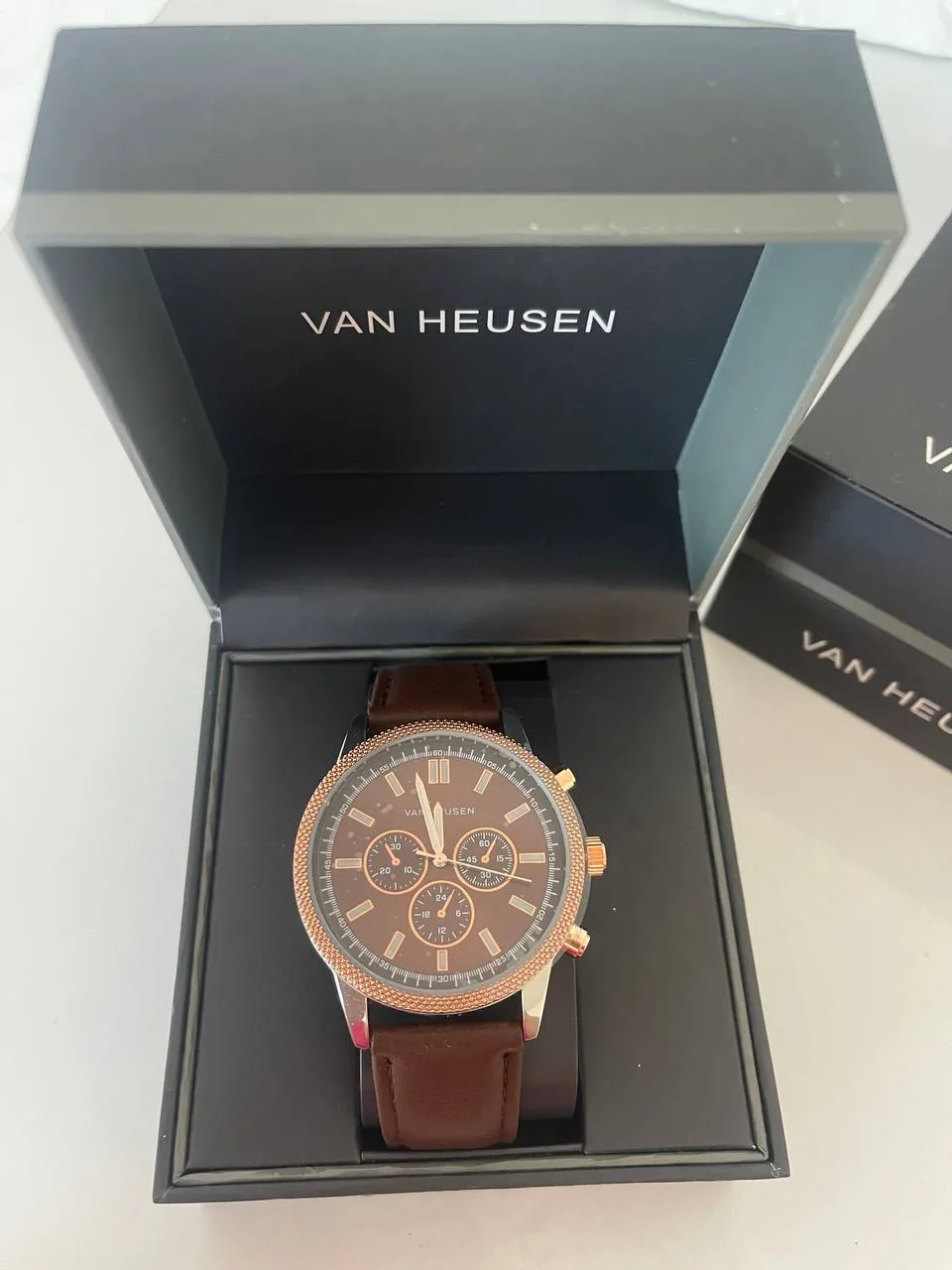 Чоловічий годинник Van Heusen Rose Gold Brown Leather