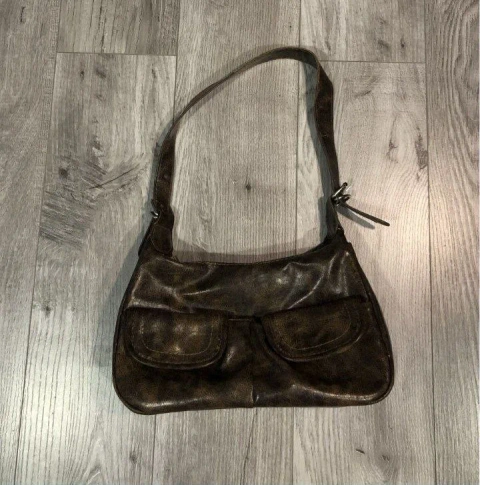 Vintage Y2K Shoulder Bag Brown Faux Leather
