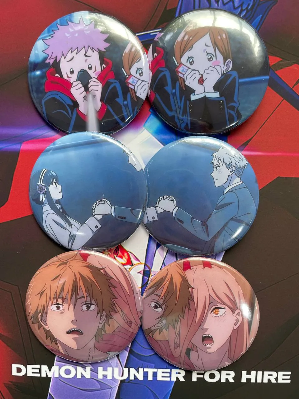 Значки Аніме (Anime Pins) 32мм та 58мм: Jujutsu Kaisen, Spy x Family, Demon Slayer