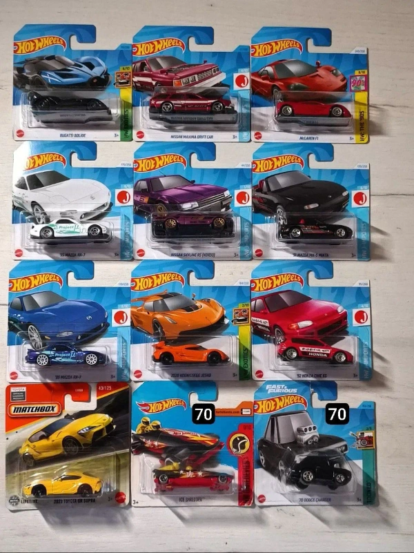 Колекційні машинки Hot Wheels та Matchbox: Bugatti, Nissan, Mazda, Toyota
