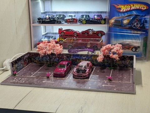 Діорама для моделей Hot Wheels 1:64 JDM Гараж Парковка