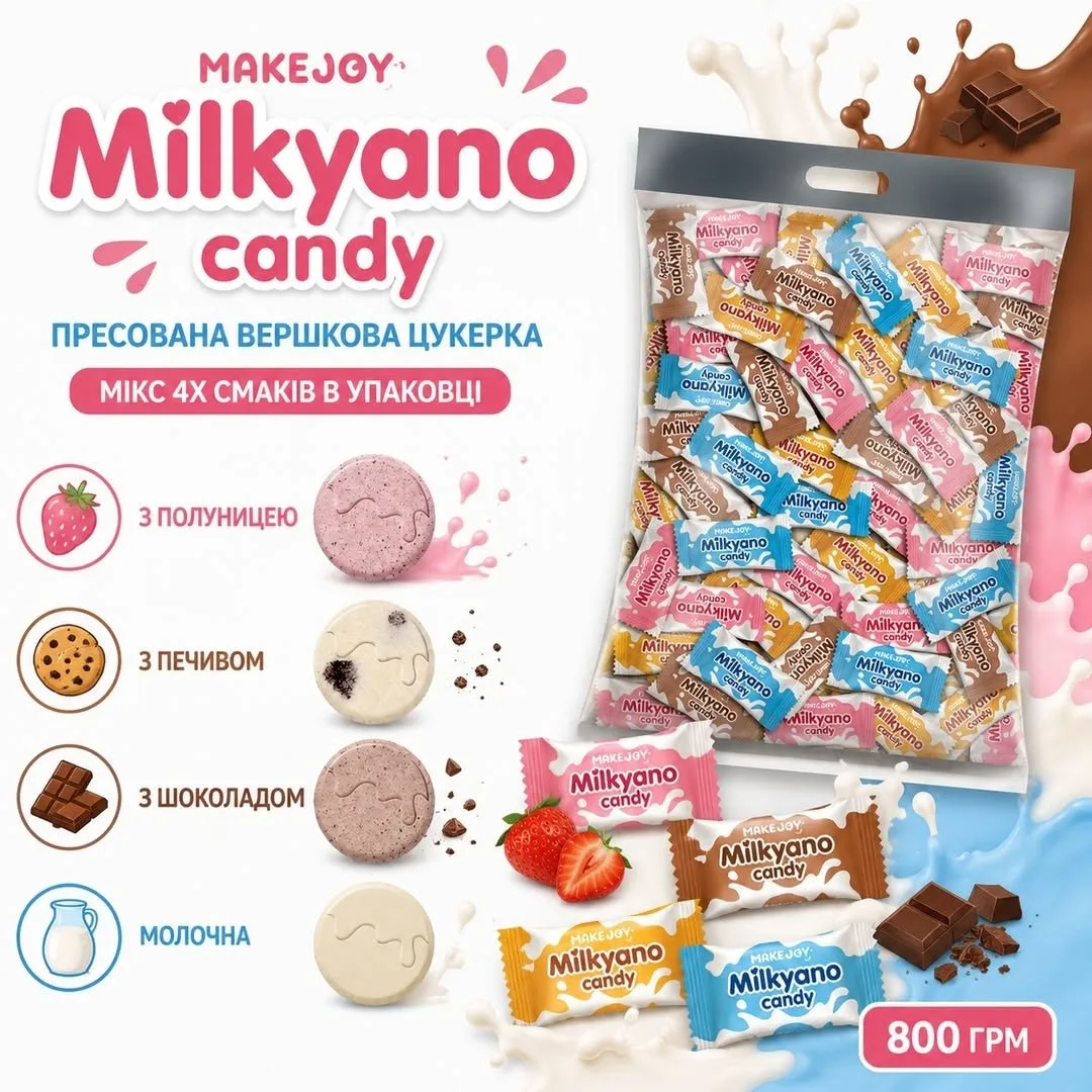 Цукерки Makejoy Milkuano Candy 800г та Tea Candy Mix 500г