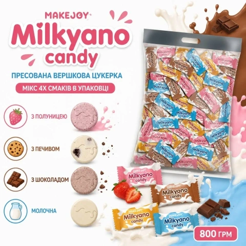 Цукерки Makejoy Milkuano Candy 800г та Tea Candy Mix 500г