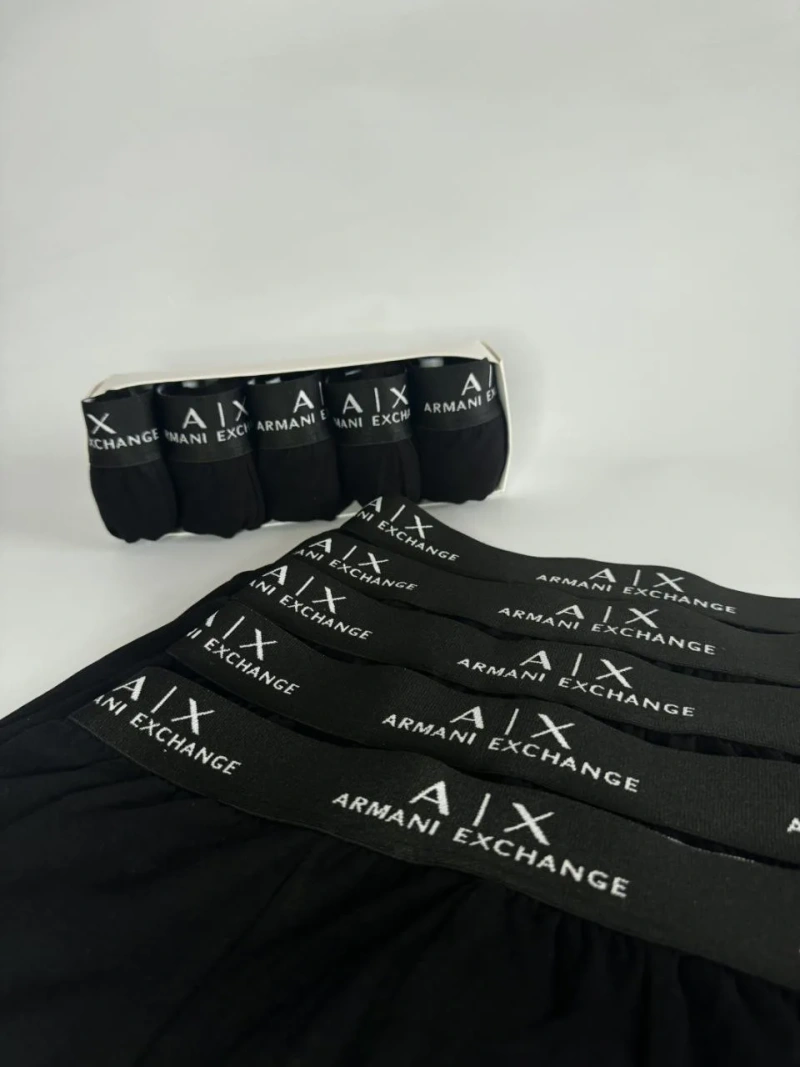 Комплект чоловічих трусів Armani Exchange 5 шт чорні з коробкою — фото 3