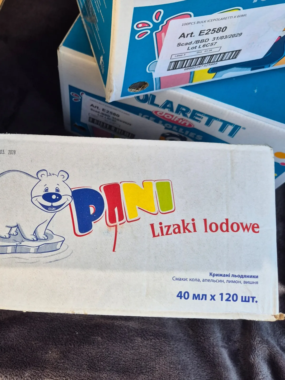 Фруктовий лід Polaretti та Pini Lizaki lodowe (100 шт)