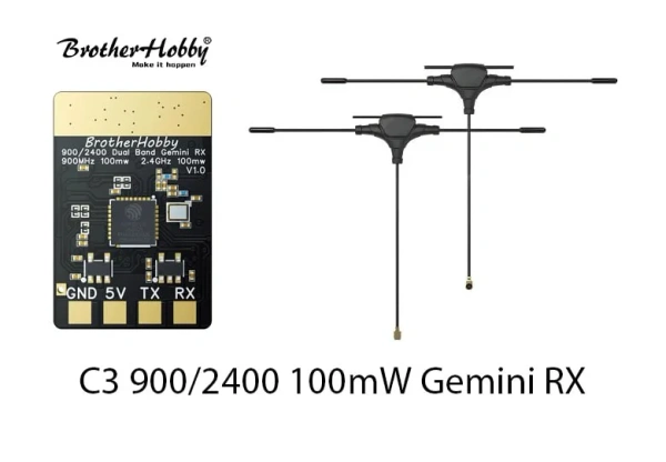 BrotherHobby C3 900/2400 Gemini RX Dual Band ESP32-C3 + LR1121*2 + TCXO