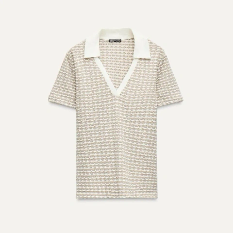 Поло Zara бежево-молочне жіноче розмір L