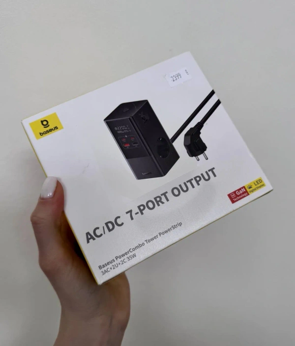 Мережевий фільтр Baseus PowerCombo Tower PowerStrip 3AC+2U+2C 35W