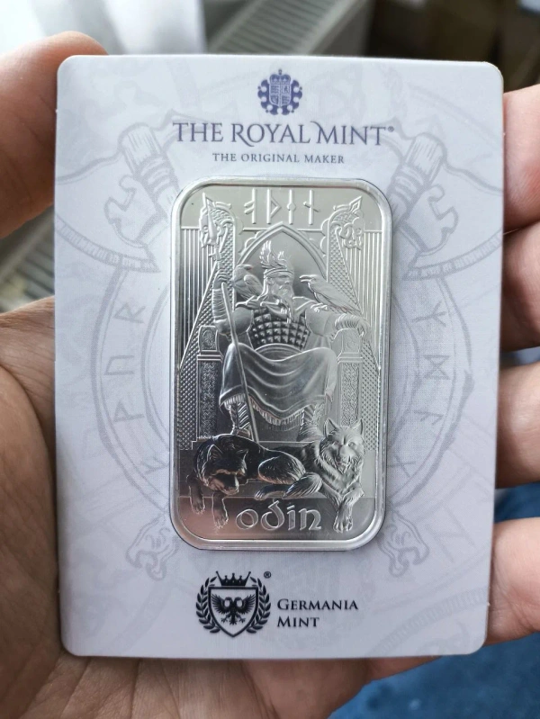 Срібний злиток "Одін" Серія "Північні боги" від The Royal Mint та Germania Mint