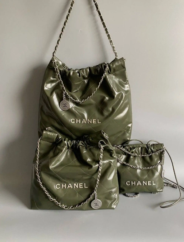 Сумка шоппер Chanel оливковая (разные размеры)