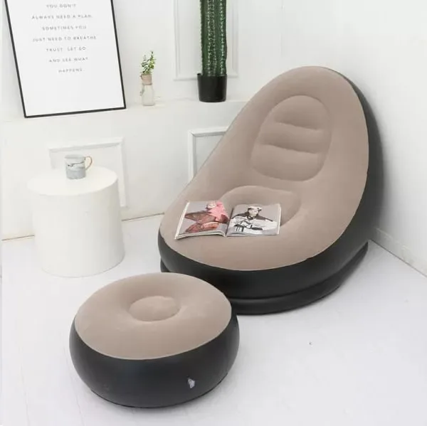 Надувне садовий стілець з пуфіком Air Sofa Comfort zd-33223, велюр