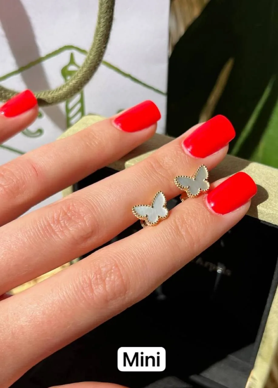 Серьги Van Cleef бабочки и клевер позолота Au750