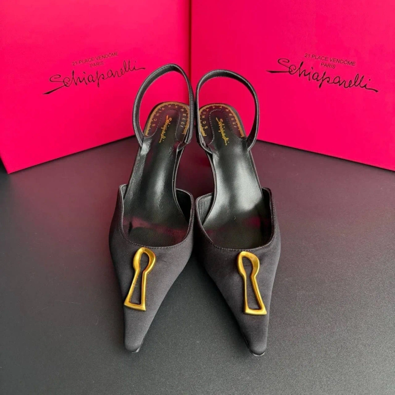 Туфлі Schiaparelli чорні атлас+шкіра — фото 2