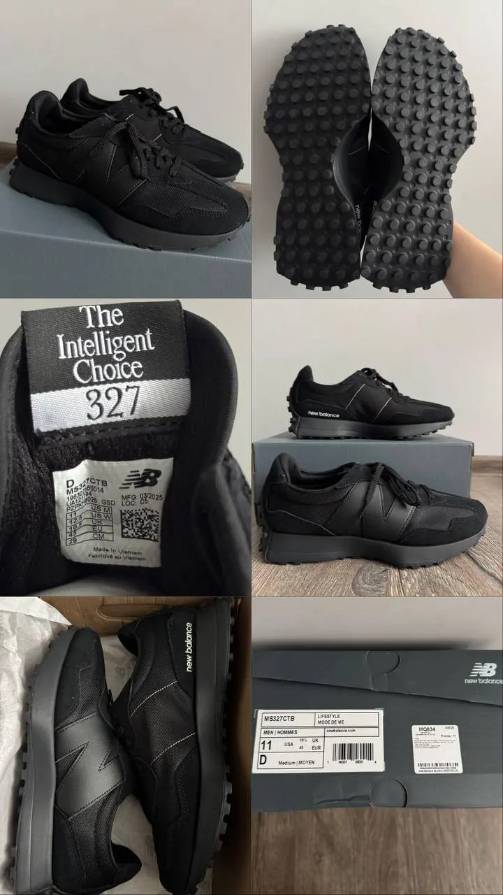 Мужские кроссовки New Balance 327 черные, размер 45
