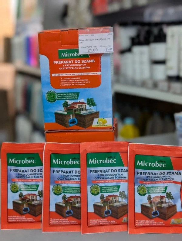 Засіб для вигрібних ям, септиків, дачних туалетів Microbec з ароматом лимона 25 г