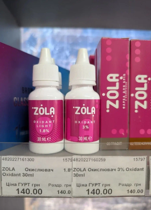 Окислювач ZOLA Oxidant 1.8% / 3% для брів та вій, 30 мл