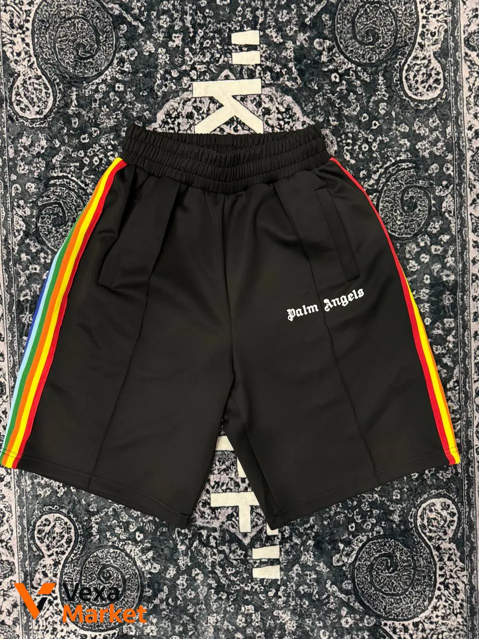 Palm Angels Шорты мужские черные с лампасами