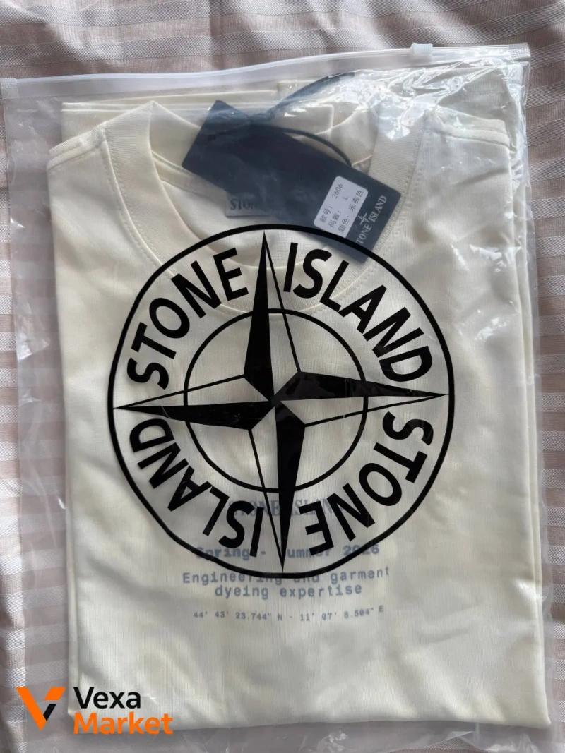 Футболка Stone Island бежевая мужская — фото 3