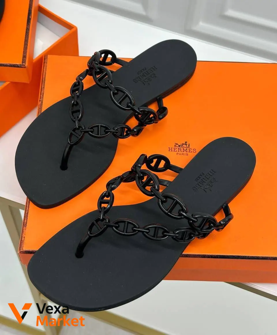 Шльопанці Hermes жіночі чорні