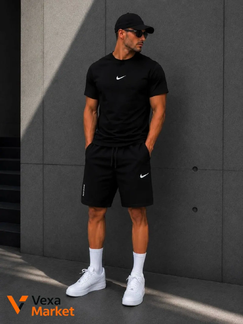 Комплект мужской Nike NOCTA, футболка и шорты, Турция, хлопок, размеры L-XXL — фото 2