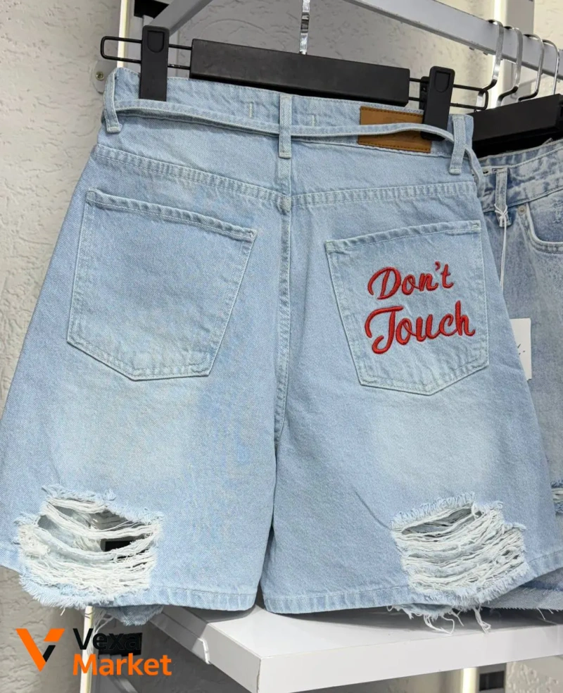Шорти жіночі джинсові "Don't Touch" блакитні — фото 3