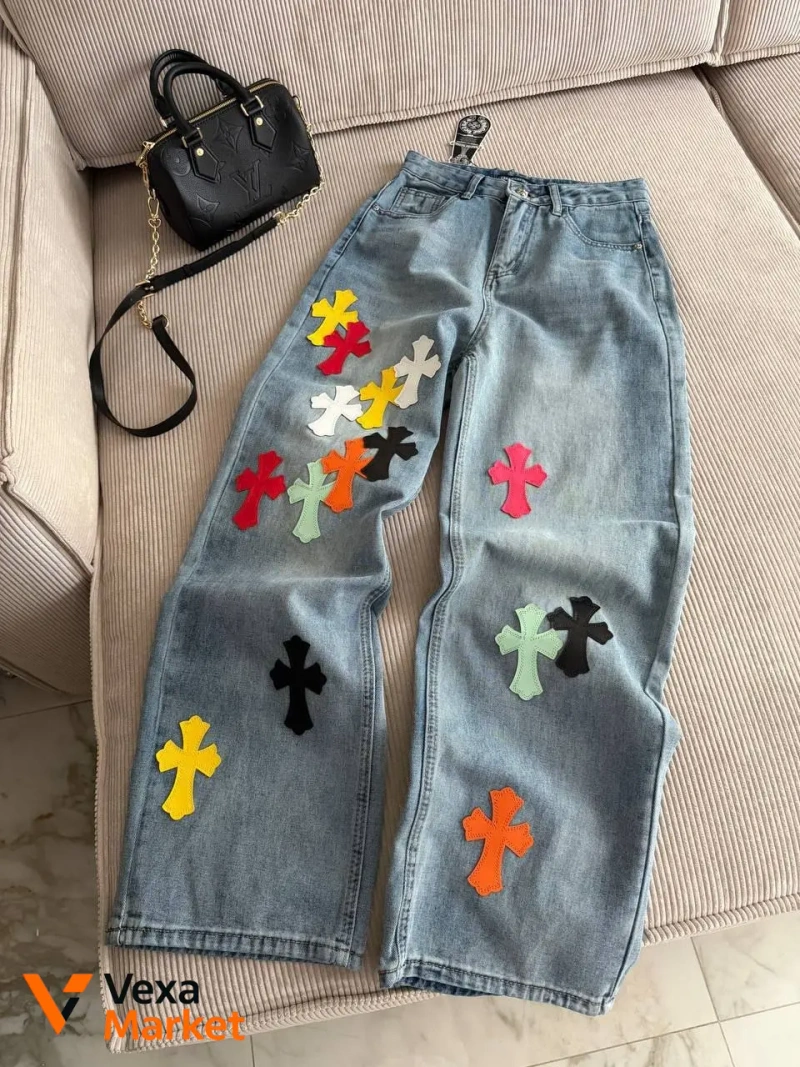 Комплект Chrome Hearts: футболка и джинсы с принтом — фото 3