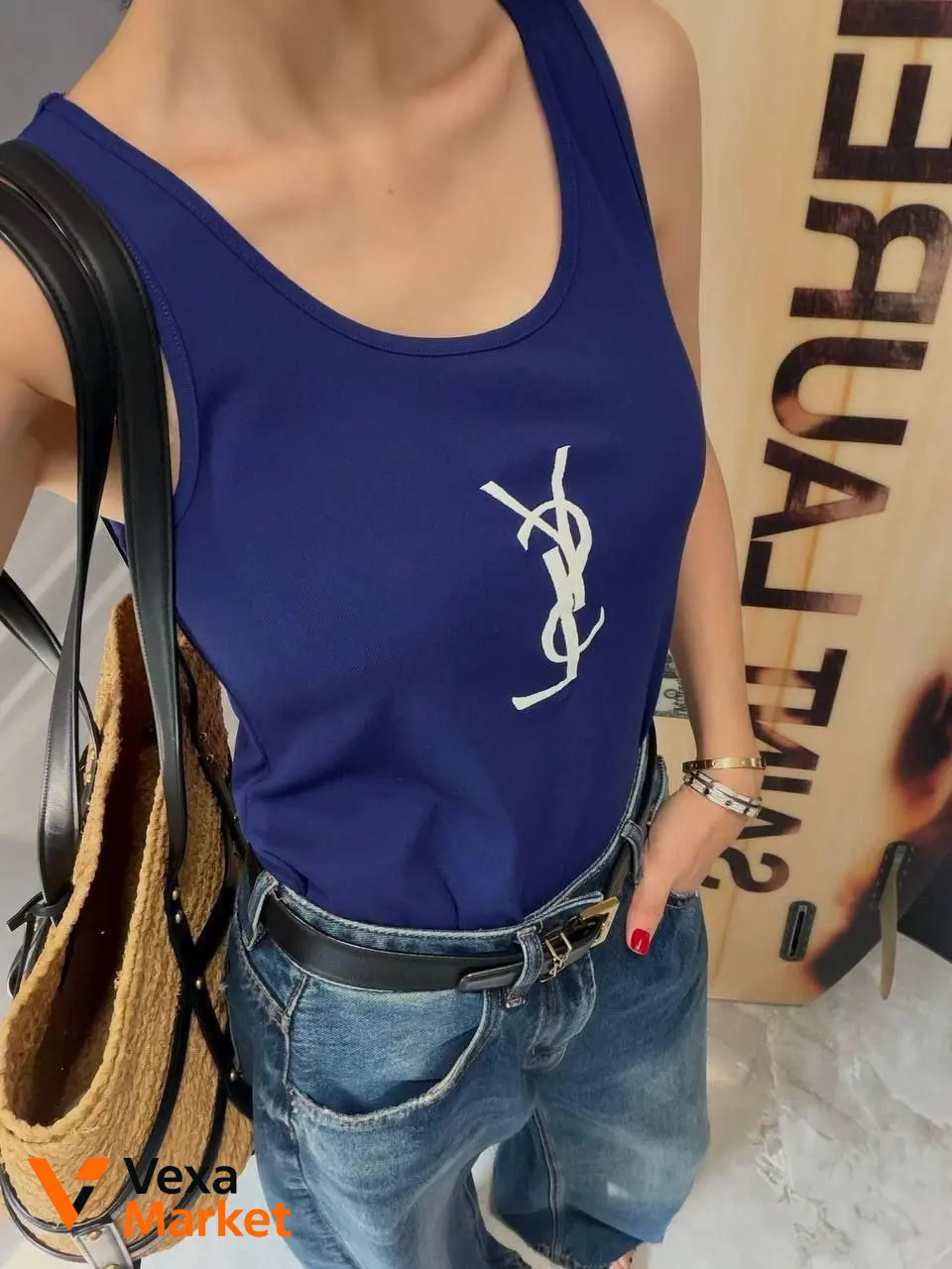 Майка YSL жіноча з вишивкою