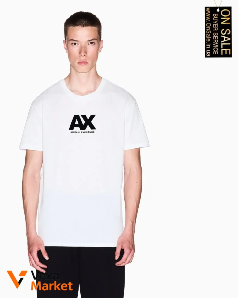 Мужская футболка Armani Exchange белая 100% хлопок — фото 4