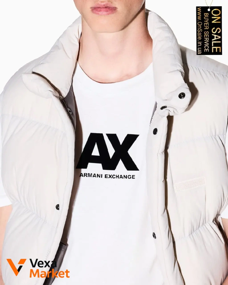 Мужская футболка Armani Exchange белая 100% хлопок — фото 5