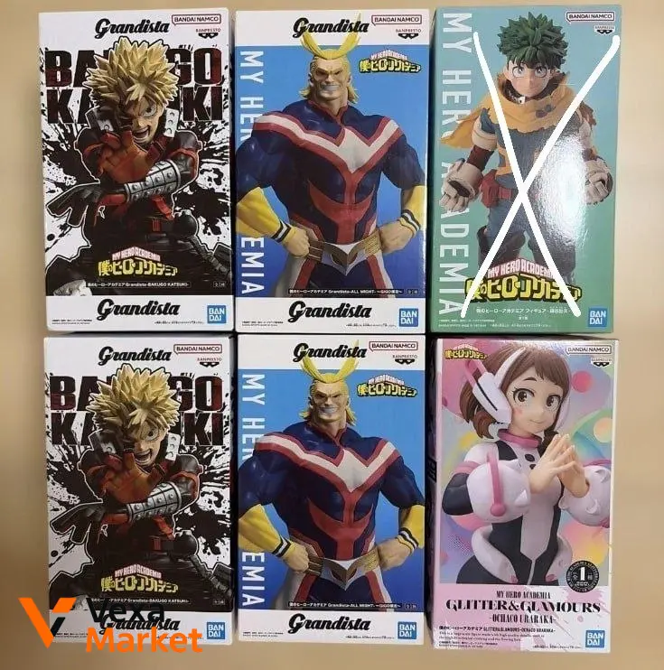 Фигурки персонажей аниме My Hero Academia (All Might, Katsuki Bakugo, Ochaco Uraraka) Grandista