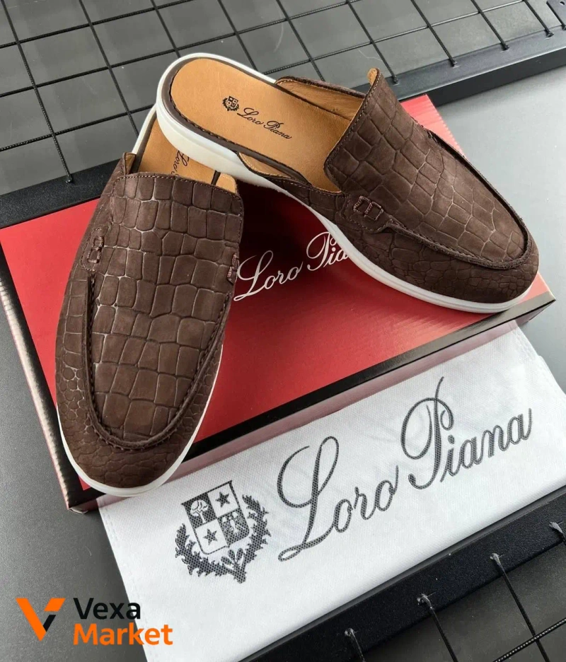 Loro Piana Мюли мужские замшевые коричневые — фото 4