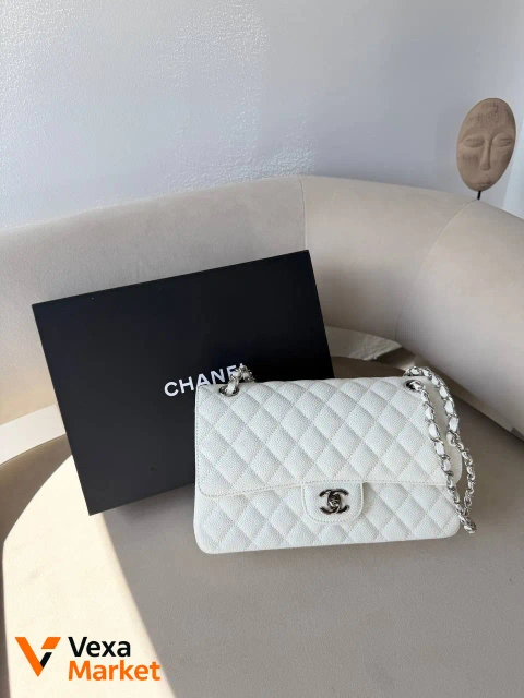 Chanel Classic 2.55 white / silver Π½Π°ΡΡΡΠ°Π»ΡΠ½Π°Ρ ΠΊΠΎΠΆΠ°