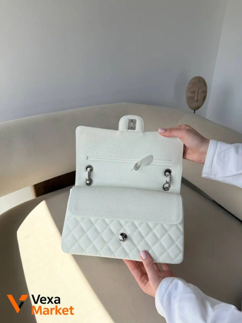 Chanel Classic 2.55 white / silver натуральная кожа — фото 3