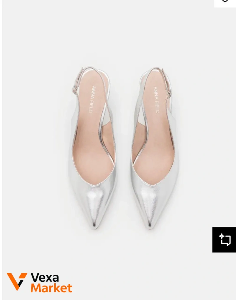 Женские кожаные туфли-лодочки серебристые 42 р — фото 5