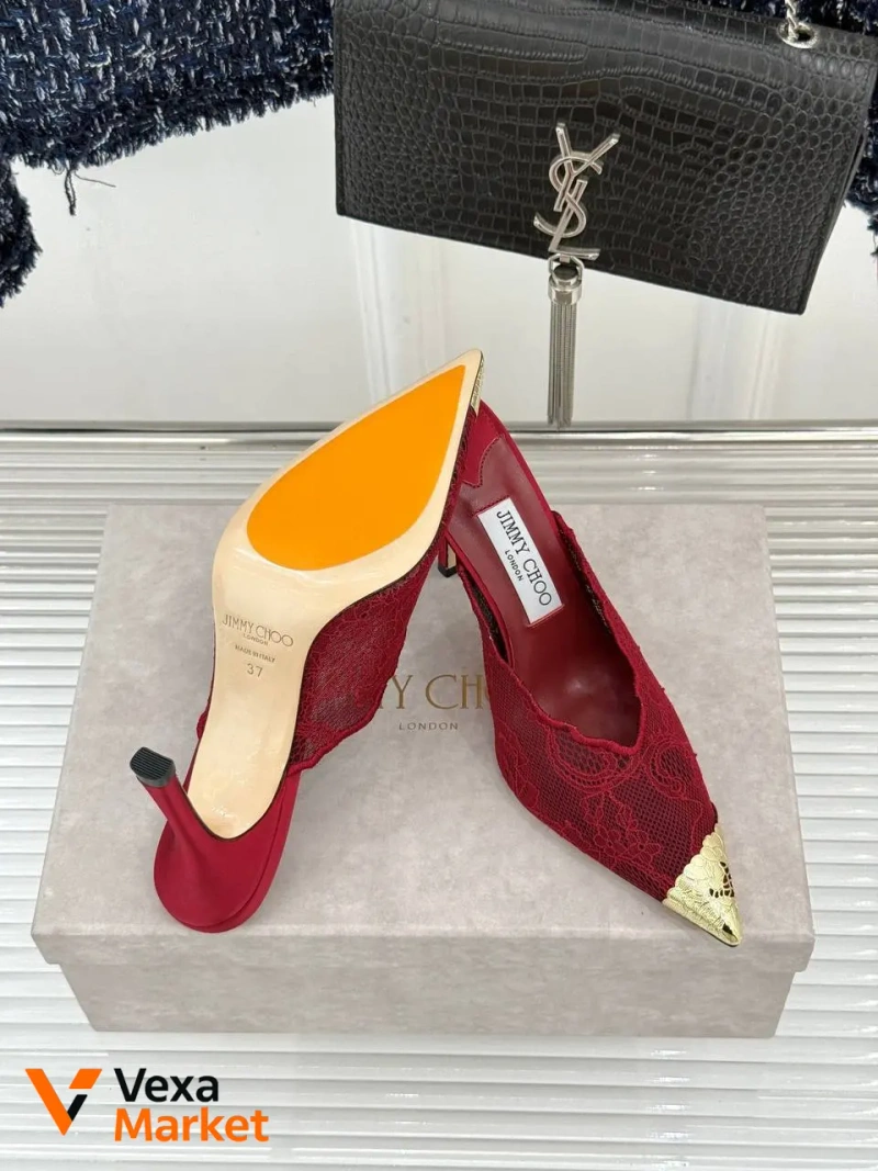 Туфлі Jimmy Choo жіночі червоні мереживні високий люкс — фото 4