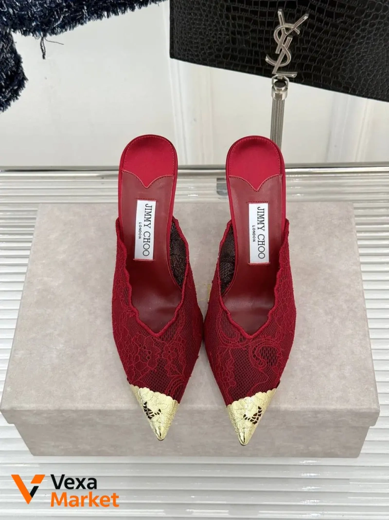 Туфлі Jimmy Choo жіночі червоні мереживні високий люкс — фото 5