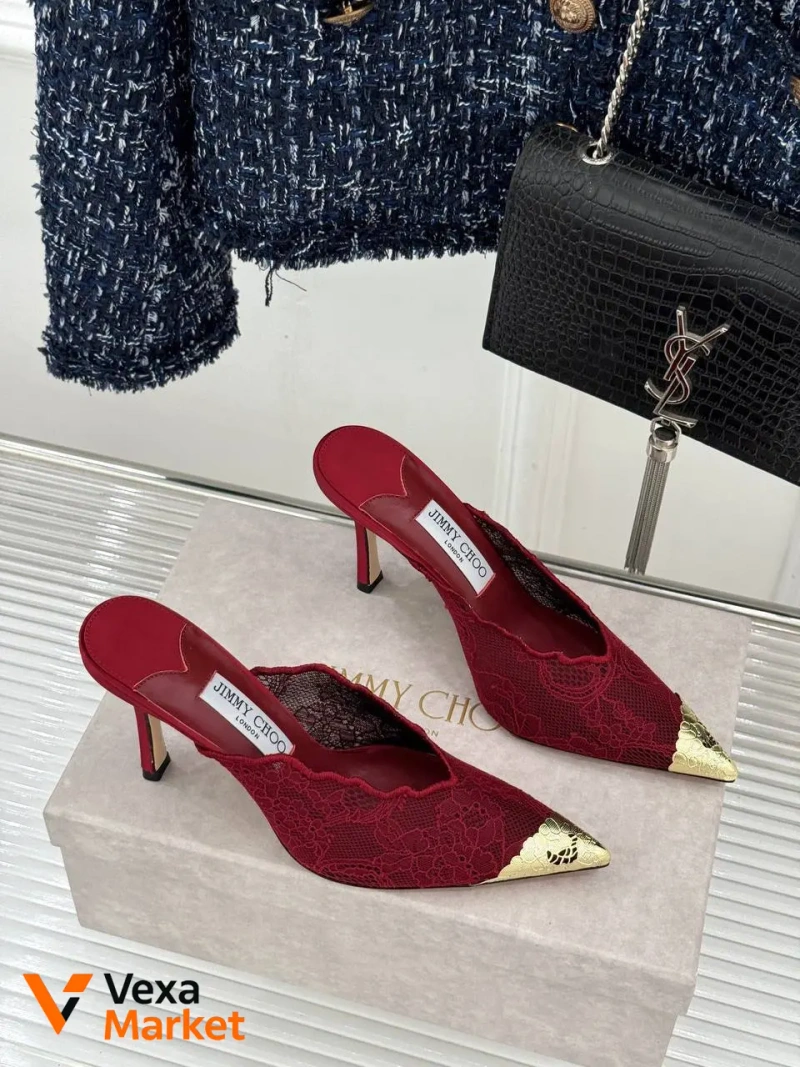 Туфлі Jimmy Choo жіночі червоні мереживні високий люкс — фото 6