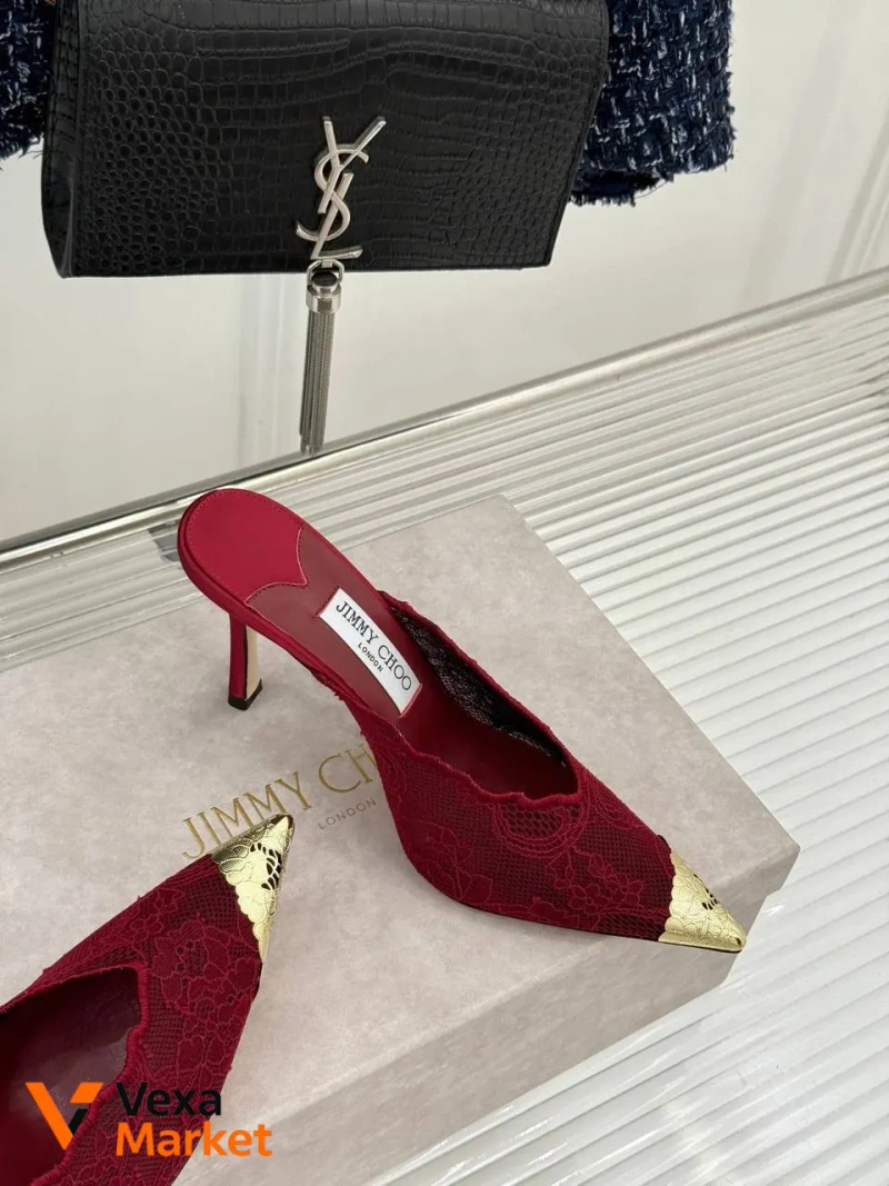 Туфлі Jimmy Choo жіночі червоні мереживні високий люкс — фото 7