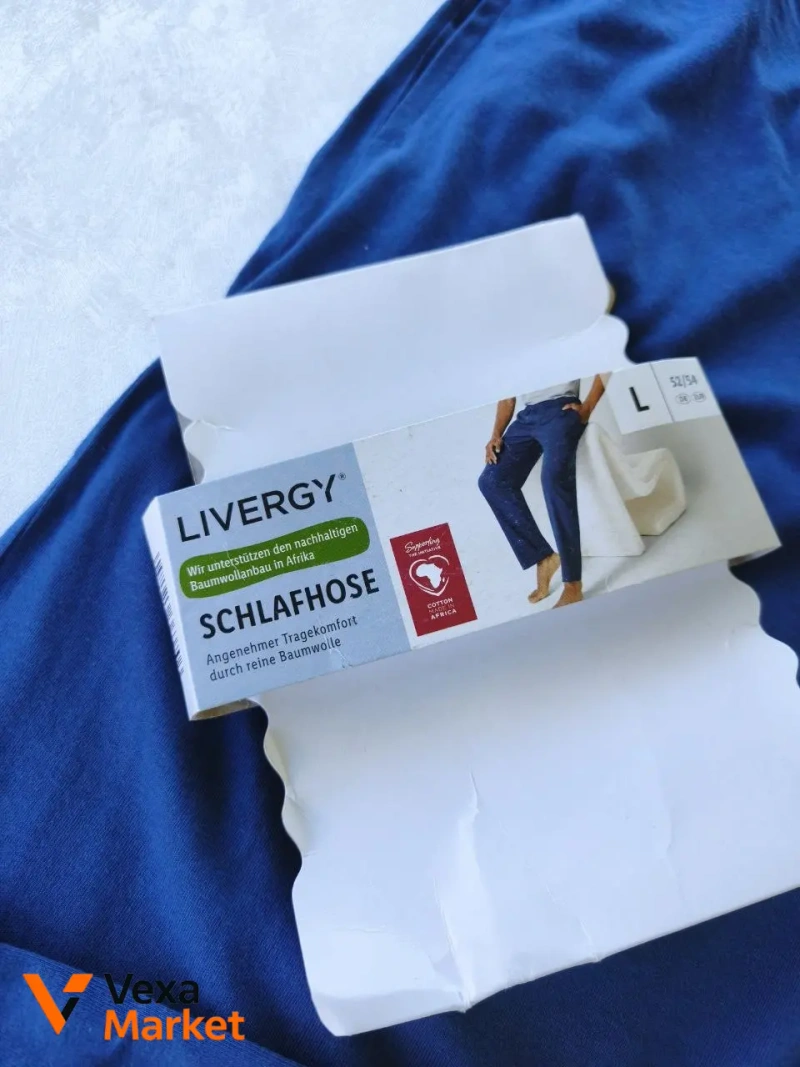 Чоловічі піжамні штани Livergy 100% бавовна темно-сині — фото 4