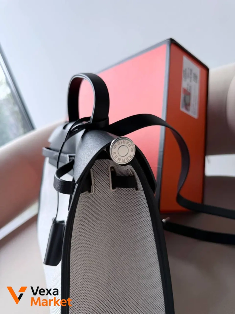 Hermes Herbag сумка шкіра текстиль 30х25х10 см — фото 3