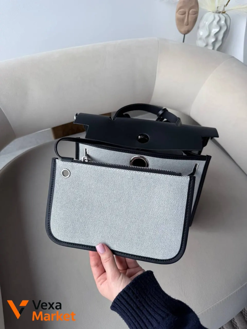 Hermes Herbag сумка шкіра текстиль 30х25х10 см — фото 4
