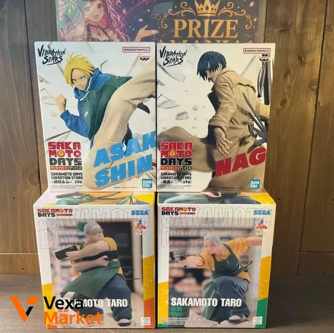 Фигурки Sakamoto Days Vibration Stars (Асака Син, Нагакума, Сакамото Таро)