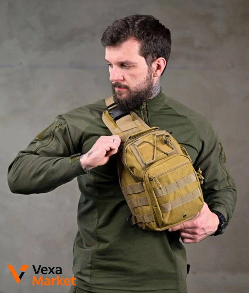 Тактическая нагрудная сумка Triada, нейлон Cordura 1000D, цвет Кайот — фото 2