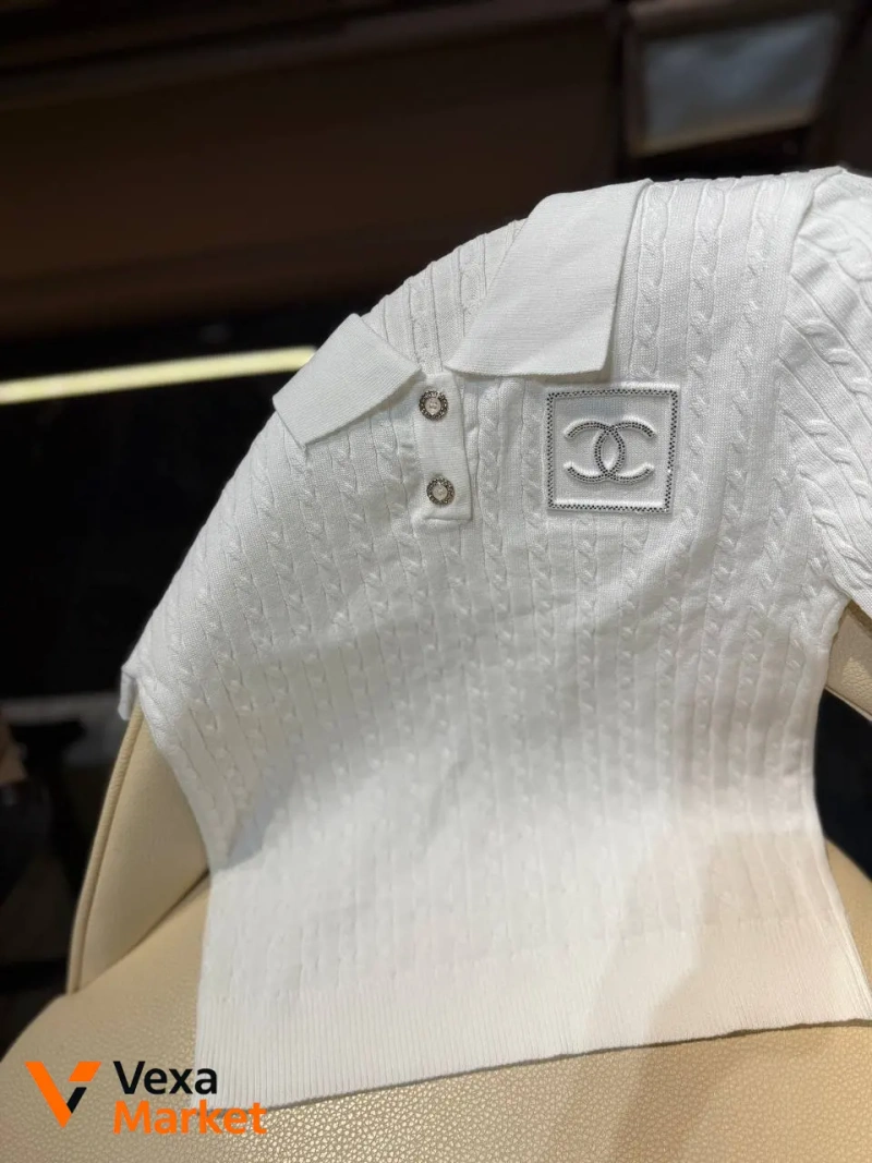 Вязаная футболка Chanel женская белая — фото 2