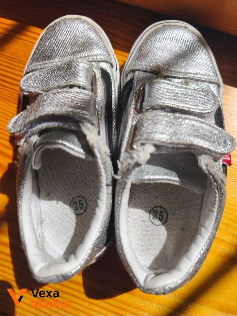 Кеды Vans серебристые для детей — фото 2