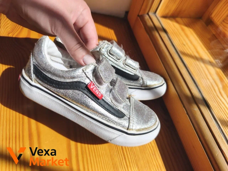 Кеды Vans серебристые для детей — фото 3