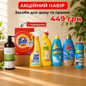 Набір побутової хімії Brill, Gelya, Toberzen, Just, Wiper та Tide (7 засобів)