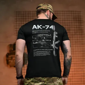 Футболка з принтом АК-74, чоловіча, CoolMax, олива/чорний/койот, розміри M-3XL