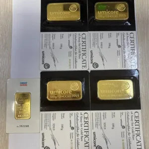 Золоті зливки 100г, 50г, 31.1г (The Perth Mint, Credit Suisse, Valcambi, Umicore) - Пошкоджена упаковка