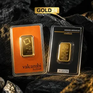 Золоті зливки Argor 10г, Valcambi 20г
